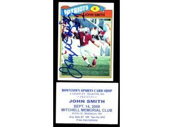 1977 Topps Football John Smith On Card Autograph With Proof #499 New England Patriots Vintage