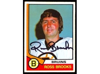 1974 O-pee-chee Hockey Ross Brooks On Card Rookie Autograph #376 Boston Bruins RC Vintage Auto
