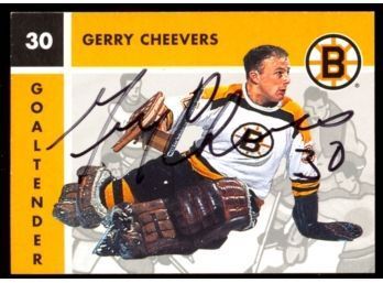 1995 Parkhurst Retro Hockey Gerry Cheevers On Card Autograph #16 Boston Bruins