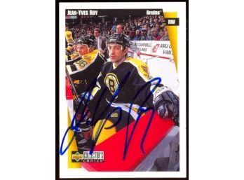 1997 Upper Deck Collectors Choice Hockey Jean-yves Roy On Card Autograph #19 Boston Bruins