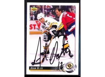 1992 Upper Deck Hockey Adam Oates On Card Autograph #133 Boston Bruins Auto