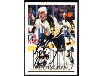 1995 Topps Hockey Kyle McLaren On Card Rookie Autograph #309 Boston Bruins