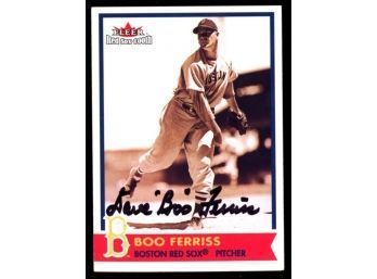 2001 Fleer Baseball Boo Ferriss Red Sox 100th On Card Autograph #21 Boston Red Sox