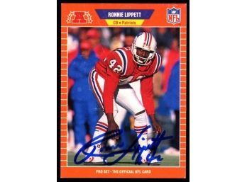 1989 NFL Pro Set Ronnie Lippett On Card Autograph #252 New England Patriots