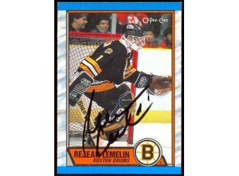 1989 O-pee-chee Hockey Rejoin Lemelin On Card Autograph #40 Boston Bruins