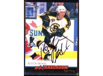 2000 Pacific Hockey PJ Axelsson On Card Autograph #18 Boston Bruins