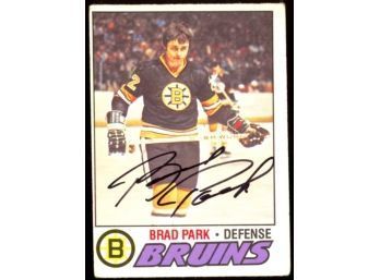 1977 O-pee-chee Hockey Brad Park On Card Autograph #190 Boston Bruins Vintage Auto