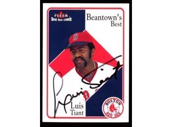 2001 Fleer Baseball Luis Tiant Beantowns Best On Card Autograph #16YH Boston Red Sox