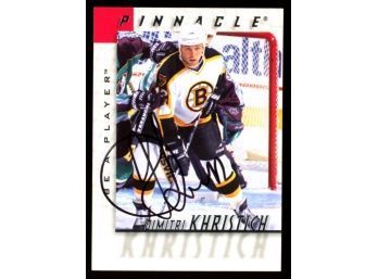 1998 Pinnacle Hockey Dimitri Khristich On Card Autograph #61 Boston Bruins