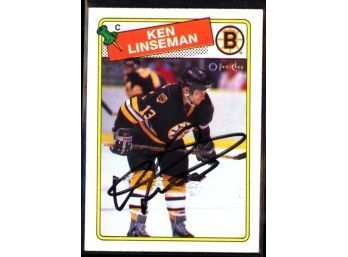 1988 O-pee-chee Hockey Ken Linseman On Card Autograph #118 Boston Bruins