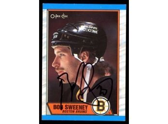 1989 O-pee-chee Hockey Bob Sweeney On Card Autograph #135 Boston Bruins