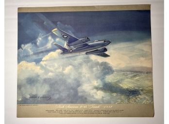 1950 Charles H Hubblle Lithograph North American B-45 'tornado' Us Air Force Military Plane