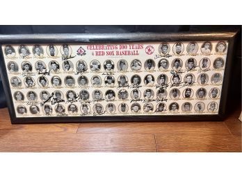 Boston Red Sox 100 Year Anniversary Fold Out Signed By 30 Players Including Jim Rice & Johnny Pesky! 36in X 14