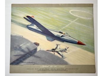 1950 Charles H Hubblle Lithograph Lockheed XF-90 US Air Force Military Plane
