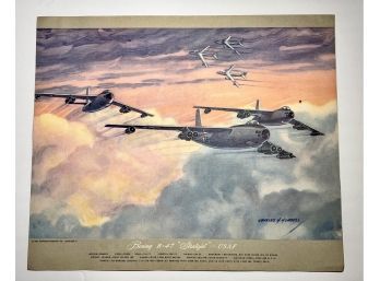 1950 Charles H Hubblle Lithograph Boeing B-47 'stratojet' US Air Force Military Plane
