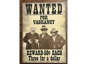 The Three Stooges Wanted Sign Tin