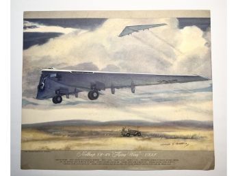 1950 Charles H Hubblle Lithograph Northrop YB-49 'flying Wing' Us Air Force Military Plane