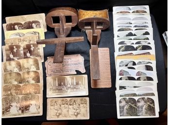 Pair Of Antique Stereoscopes 1895 The Perfecscope Wooden Stereo Viewer With 33 Slides