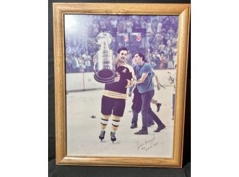 JOHNNY BUCYK AUTOGRAPHED PHOTO FRAMED 16x12 Boston Bruins