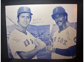 Large Autographed Boston Red Sox Print Signed By Jim Rice & Fred Lynn