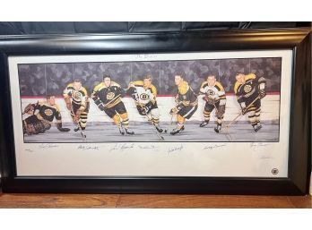 Boston Bruins Original 6 Autographed Lithograph Signed By Bobby Orr, Gerry Cheevers, Phil Esposito # /1000