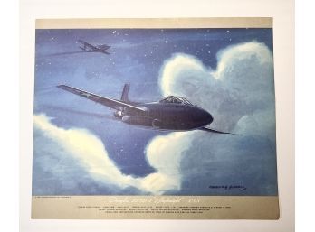 1950 Charles H Hubblle Lithograph Douglas XF3D-1 'skyknight' US Navy Military Plane