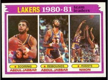 1981 Topps Basketball Los Angeles Lakers 1980-81 Team Leaders Kareem Abdul-jabbar/norm Nixon #55 Vintage HOF