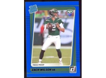 2021 Donruss Football Zach Wilson Blue Press Proof Rated Rookie #252 New York Jets RC