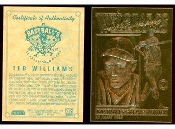 1996 Bleachers Ted Williams 23KT Gold Card With COA! Boston Red Sox HOF