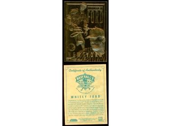 1996 Bleachers Whitey Ford 23KT Gold Card With COA! New York Yankees HOF