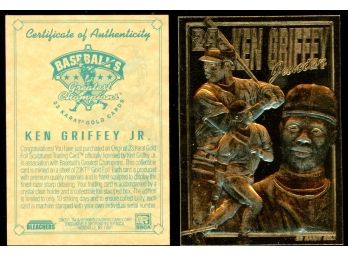 1996 Bleachers Ken Griffey Jr 23KT Gold Card With COA! Seattle Mariners HOF