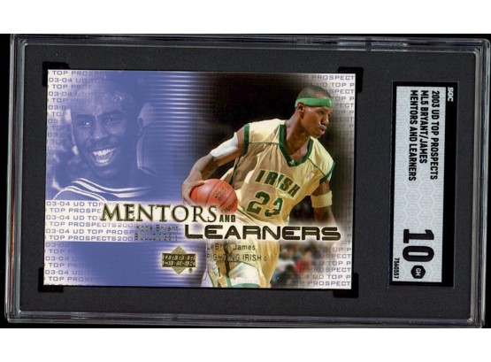 2003 Upper Deck Top Prospects Kobe Bryant/leBron James 'mentors And Learners' Rookie Card SGC 10 RC HOF