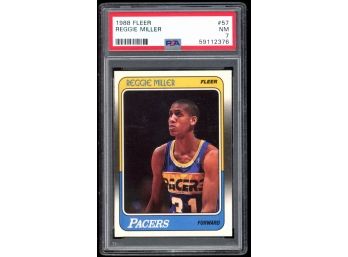 1988 Fleer Basketball Reggie Miller Rookie Card PSA 7 #57 Indiana Pacers RC Vintage HOF