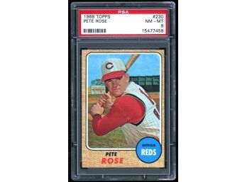 1968 Topps Baseball Pete Rose #230 PSA 8 Cincinnati Reds Vintage HOF