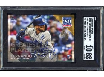 2019 Topps Update Fernando Tatis Jr 150 Years Of Baseball Rookie Card Autograph 1/1 SGC 8 Auto 10 Padres RC