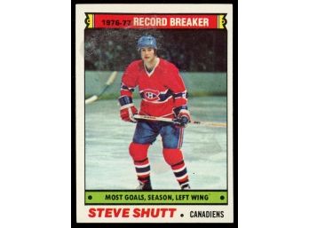 1977 Topps Hockey Steve Shutt 1976-77 Record Breaker Most Goals #217 Montreal Canadiens Vintage