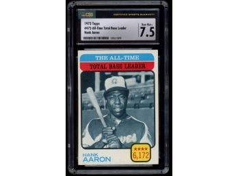1973 Topps Baseball Hank Aaron All-time Total Base Leader #374 Graded CSG 7.5 Atlanta Braves Vintage HOF