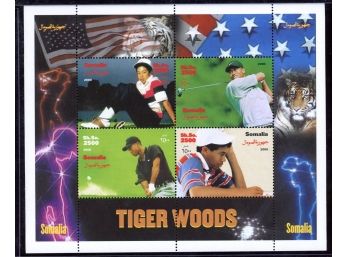 Tiger Woods Somalia Uncut Stamps Golf