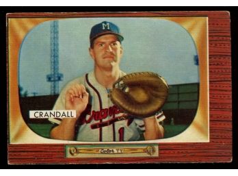 1955 Bowman Baseball Del Crandall #217 Milwaukee Braves Vintage