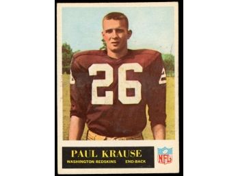 1965 Philadelphia Football Paul Krause #189 Washington Redskins Vintage