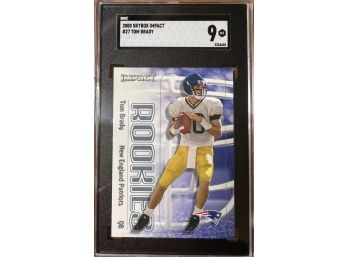2000 Skybox Impact Football Tom Brady Rookie Card #27 Graded SGC 9 New England Patriots RC GOAT HOF