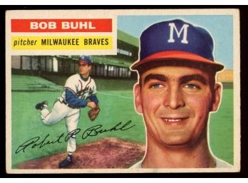 1956 Topps Baseball Bob Buhl #244 Milwaukee Braves Vintage