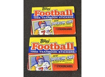 1988 Topps Football Stickers Unopened Sealed Wax Packs Lot Of 2! 7 Stickers Per Pack, 2 Packs Total!