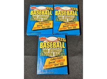 1987 Fleer Baseball Unopened Sealed Wax Packs Lot Of 3! 17 Cards Per Pack!