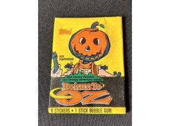1985 Topps Walt-Disney Return To Oz Unopened Sealed Wax Pack! 6 Stickers Total! 'jack Pumpkinhead' On Front!