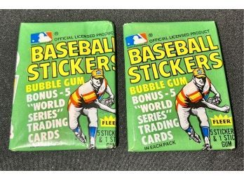 1980 Fleer Baseball Unopened Sealed Wax Packs Lot Of 2! 5 Cards Per Pack  5 Bonus World Series Cards! Vintage