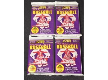1991 Score Series 2 Baseball Unopened Sealed Wax Packs Lot Of 4! 17 Cards Per Pack, 4 Packs Total!
