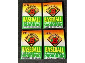 1991 Bowman Baseball Unopened Sealed Wax Packs Lot Of 4! 14 Cards Per Pack!