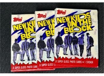 (3) 1989 Topps New Kids On The Block NKOTB Trading Card Wax Packs Factory Sealed