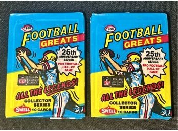 1988 Swell Football Greats Unopened Sealed Wax Pack Lot Of 2! 10 Cards Per Pack, 2 Packs Total!